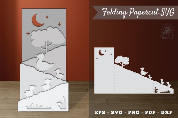 Baby Duck and Mom Folding Papercut SVG Review