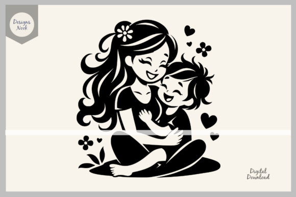 Mom and Son SVG File Clipart Silhouette Review