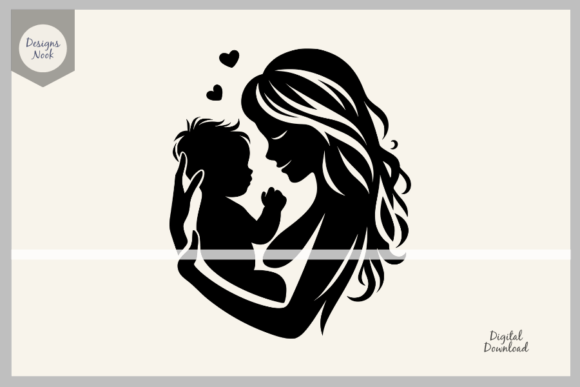 Mom Holding a Baby SVG Clipart PNG DXF Review